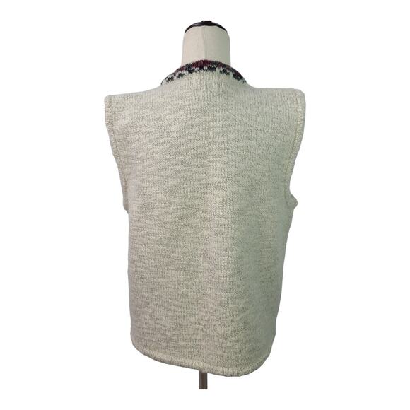 Woolrich Hand Framed Wool Knitted Zip Up Vintage Vest Winter Christmas Motif L - Picture 2 of 4